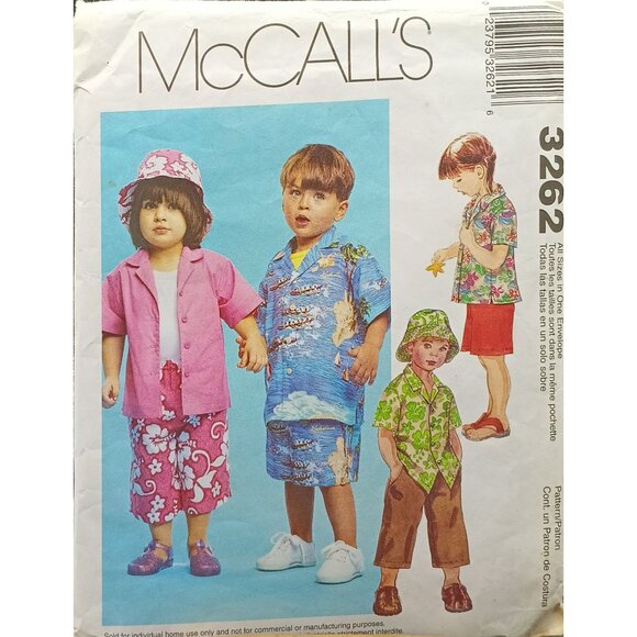 Vintage McCalls 3262 Toddlers Shirt Pants Shorts & Hat Pattern 2001 - Picture 1 of 2